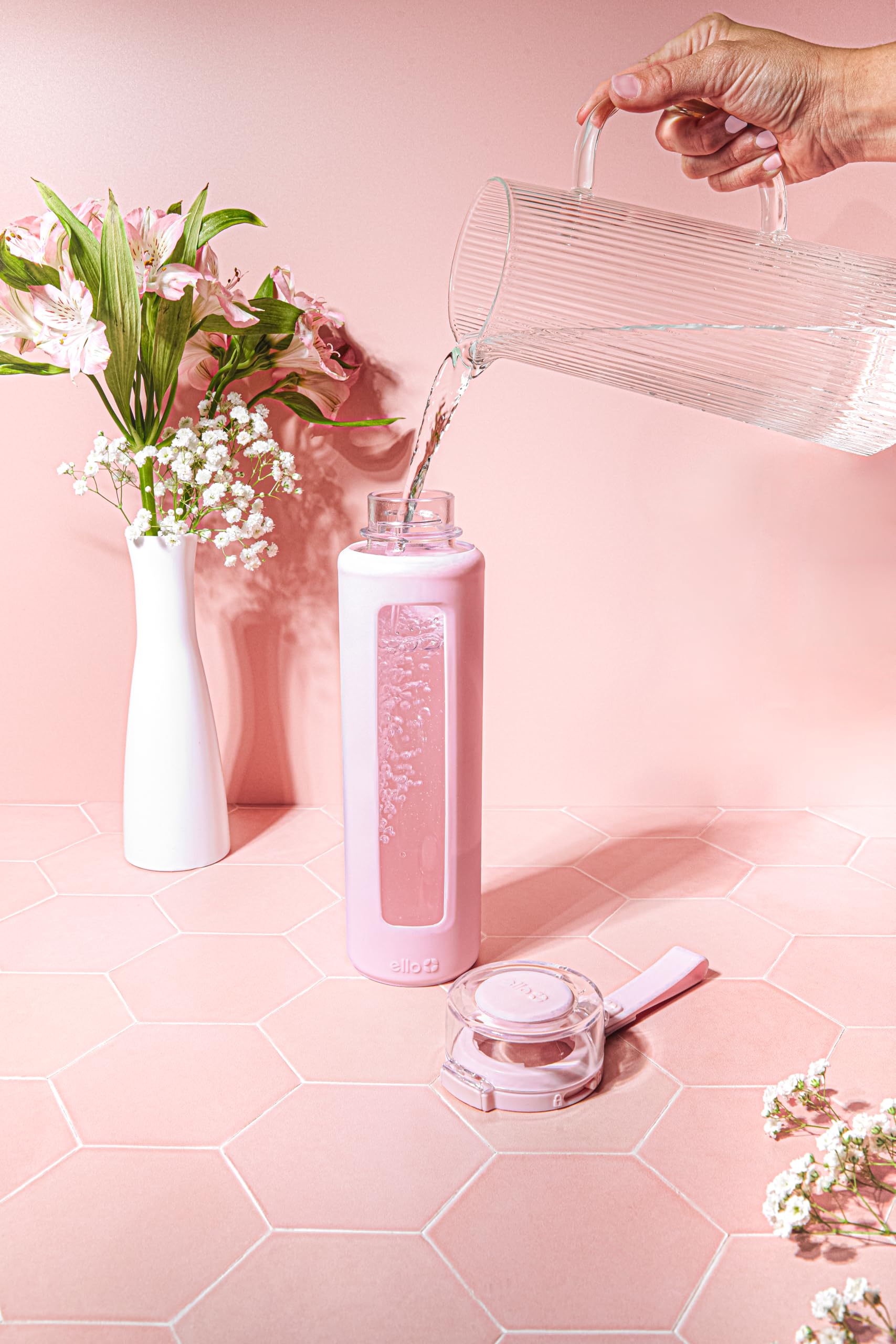 Ello Syndicate 20oz Reusable Glass Water Bottle with One-Touch